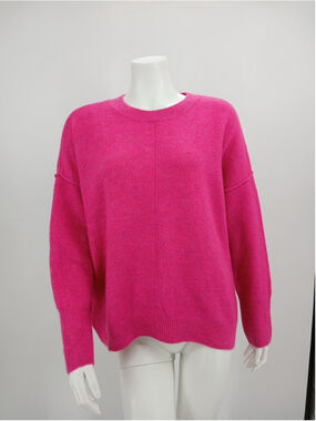 New Vince Camuto Center Seam Crewneck Pullover Sweater Pink Size L